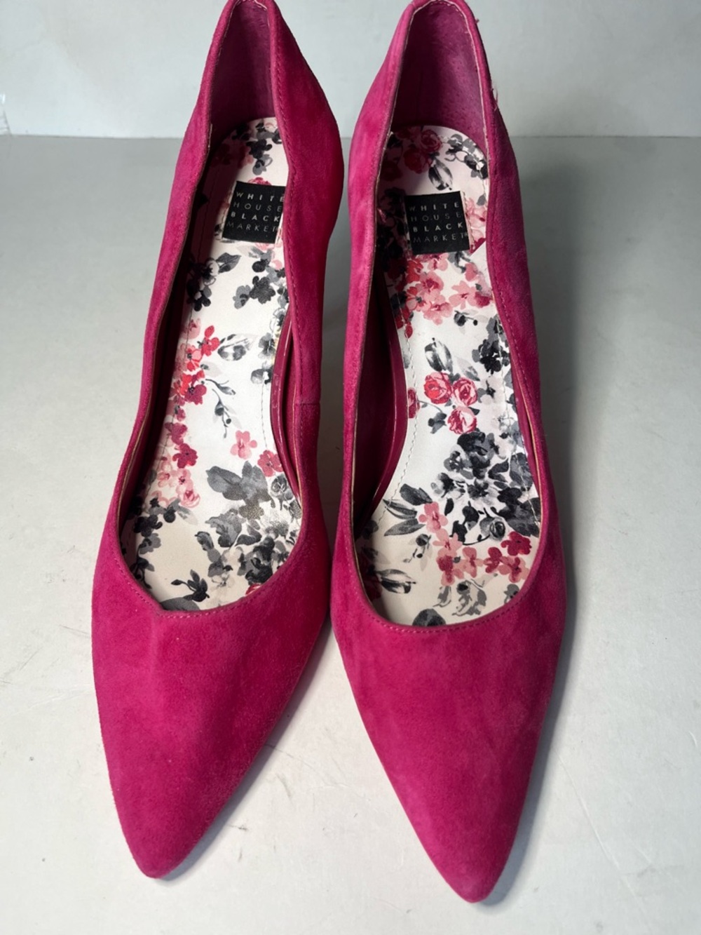 White House Black Market Hot Pink Suede Pointed-Toe Pumps